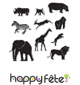 10 Décorations cartonnées d'animaux de la savane