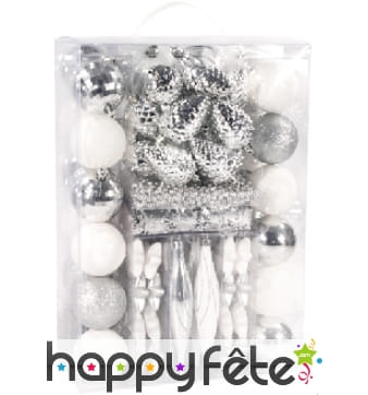 100 déco de noël blanches et argentées