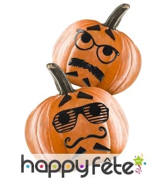 12 décorations de visage pour citrouille