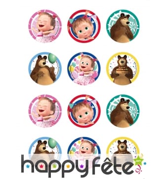 12 Décorations Masha et Michka en sucre de 5,8 cm