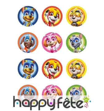 12 Décorations Pat Patrouille en sucre de 5,8 cm