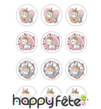 12 Décos petite licorne pour biscuit en sucre