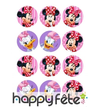 12 Décos pour biscuits Minnie de 6 cm en amidon
