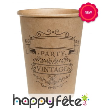 10 gobelets kraft imprimés party vintage