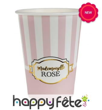 10 Gobelets mademoiselle rose, Baby Shower