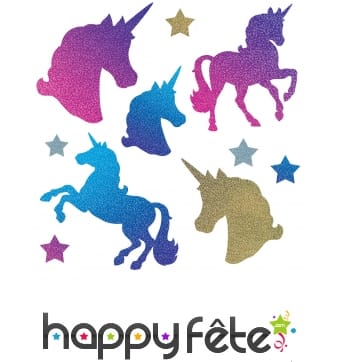 10 Licornes en cartons pailletées