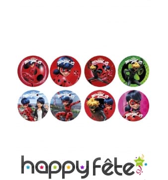 16 Mini disques Ladybug en sucre de 3,4cm