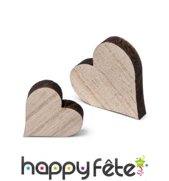12 petits coeurs en bois de 3 et 2cm