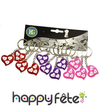12 porte clefs coeur en métal