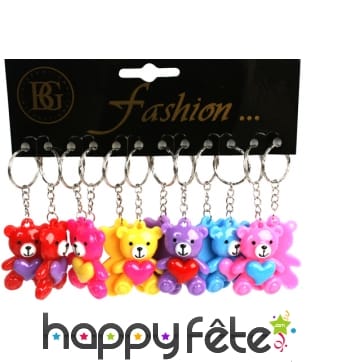 12 porte clefs ours coeur