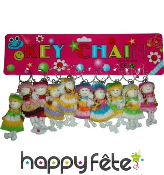 12 porte clefs poupée