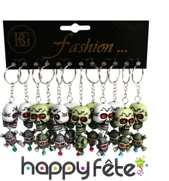 12 porte clefs tête de mort pendentif