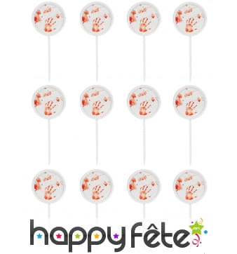 12 Pics surmontés d'une déco mains en sang