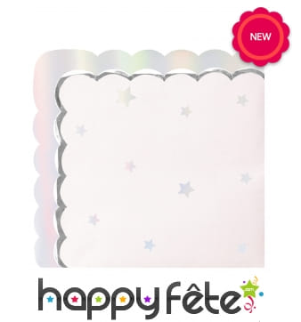 16 Serviettes décorées d'étoiles argentées