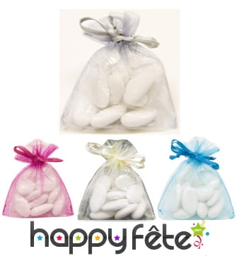 10 sachets en organza gris