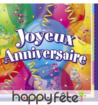 16 serviettes joyeux anniversaire