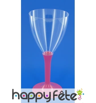 10 verres a vin pied fuschia