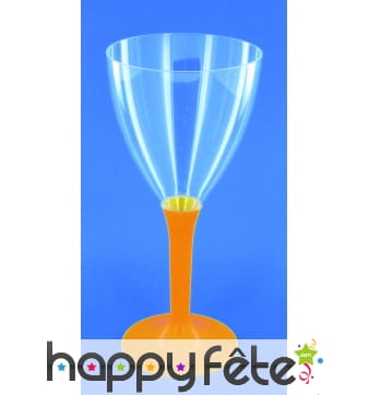 10 verres à vin pied lilas orange