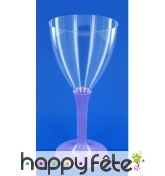 10 verres à vin pied lilas parme