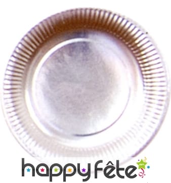 20 assiettes en carton argenté de 23 cm