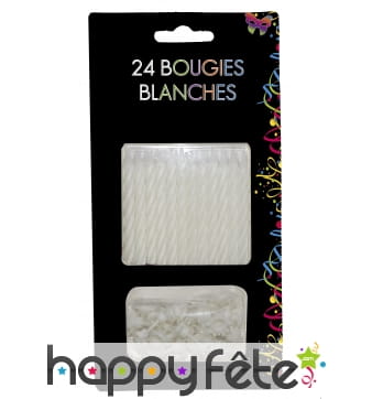24 Bougies anniversaire avec bobeche blanches