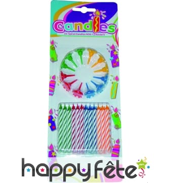 24 Bougies anniversaire avec bobèches