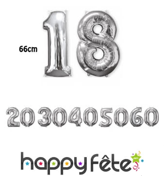 2 ballons chiffre argenté géant