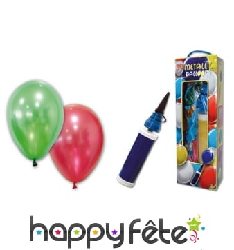 25 Ballons de baudruche métalliques avec pompe