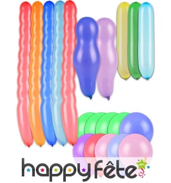20 ballons pastels de formes variées