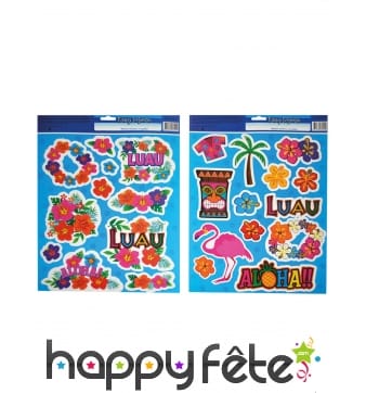 2 feuilles de stickers hawaïens