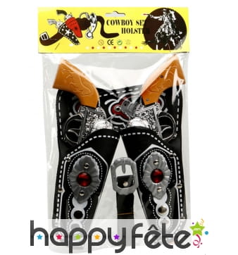 2 pistolets avec étuis noirs pour adulte