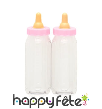 2 petits biberons rose décoratifs