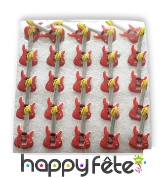 25 pins lumineux en forme de guitare rouge