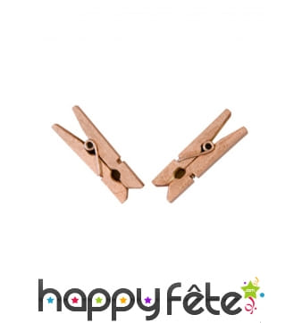 25 petites pinces à linge roses bois métallisé 3cm