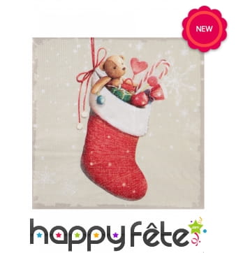 20 Petites serviettes chaussettes de Noël