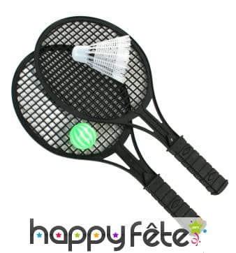 2 raquettes de badminton, balle et volant