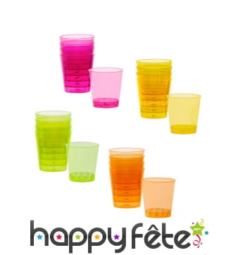 20 shots colorés en plastique