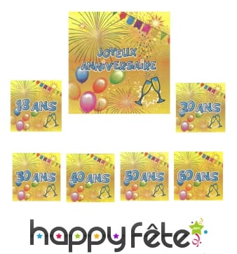 20 Serviettes Joyeux Anniversaire en papier