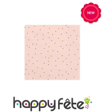 20 Serviettes rose pois dorés