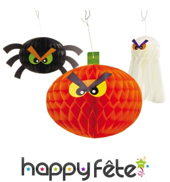 3 boules alvéolées Halloween à suspendre