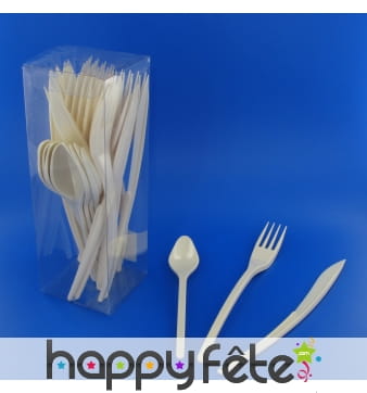 30 couverts en plastique ivoire