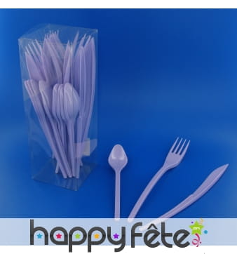 30 couverts en plastique lavande