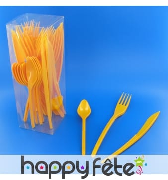 30 couverts en plastique mandarine