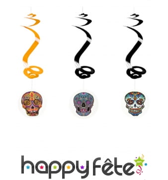 3 suspensions Dia de los muertos spirale de 60cm