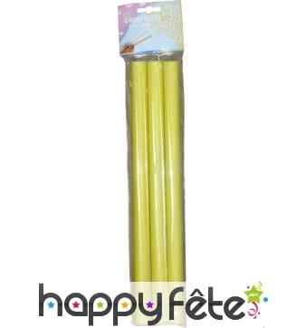 3 tubes de confettis rectangles jaunes