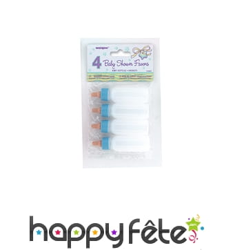 4 biberons bleus Hochets