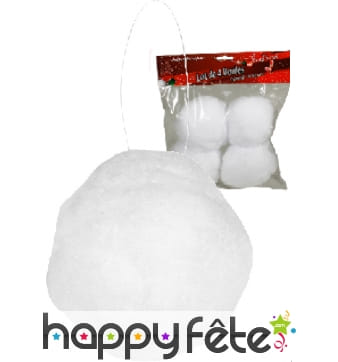 4 boules blanches de noël en coton. 10 cm