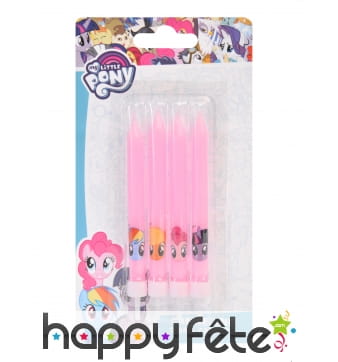 4 Bougies My Little Pony roses pour gâteau, 9 cm
