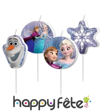 4 bougies reine des neiges, sur bâton