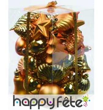 40 decorations dorées pour sapin de Noel